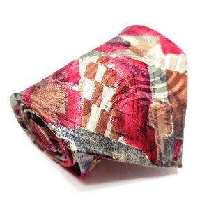 Austin Gray Necktie Multicolor Abstract Pattern Men's Silk Neck Tie  56x3.75"